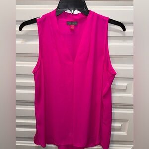 Vince Camuto Sleeveless V-Neck Blouse in Hot Pink